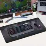 Monochromatic world map desk mat for gaming and office use