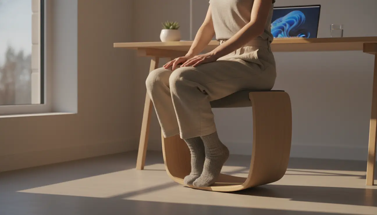 Person enjoying active sitting benefits on a balance stool.