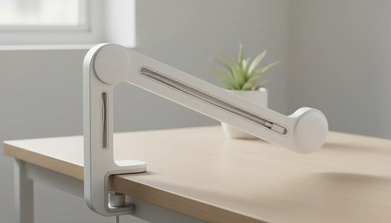 iPad desk mount with hidden cable management.
