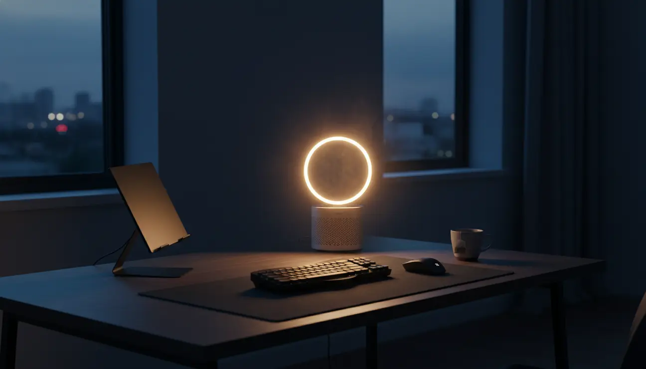 Zentic AuraFlow desk air purifier with calming light.