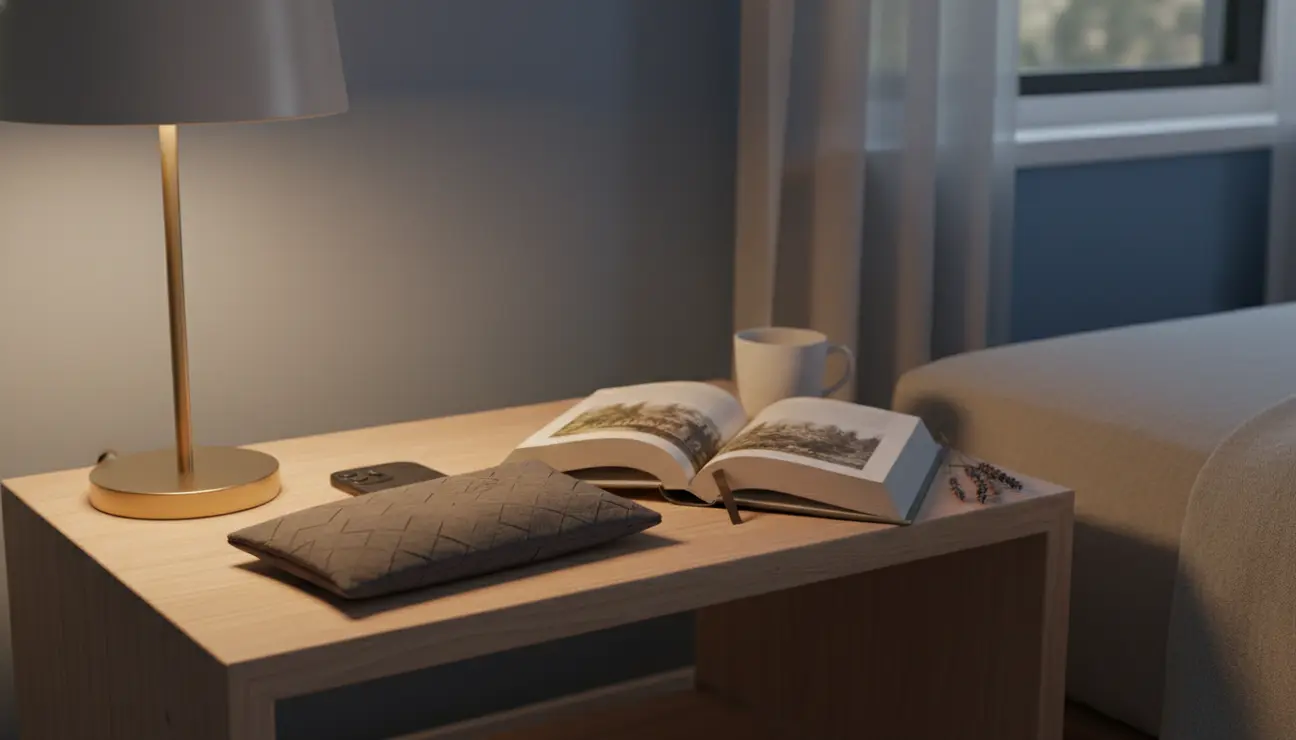 Emf protection gadgets on a peaceful nightstand setting.