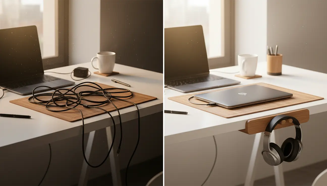 Before and after headphone storage ideas.