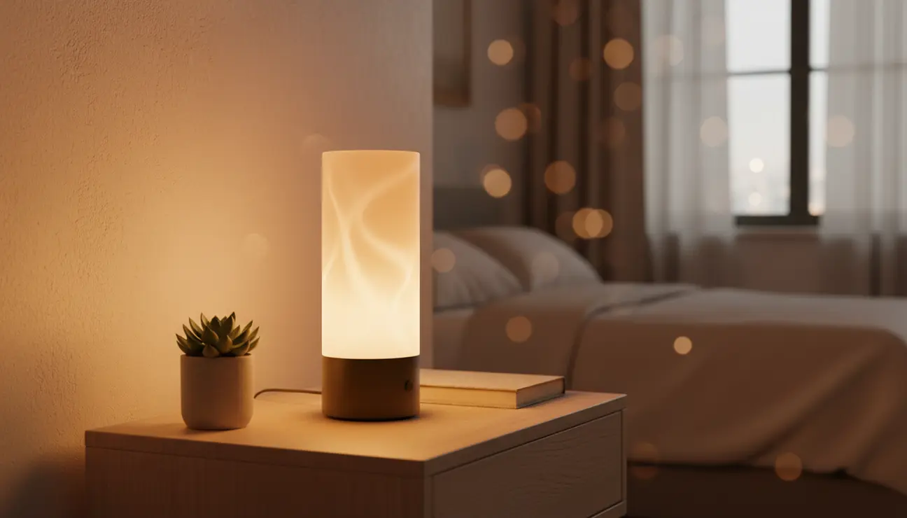 Zentic Twilight Lamp creating a warm bedroom glow.
