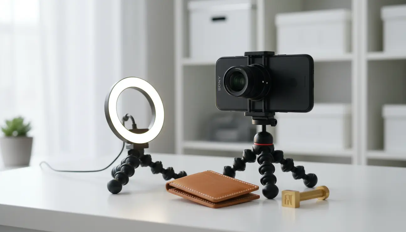 A stable macro lens for phone setup using a tripod.