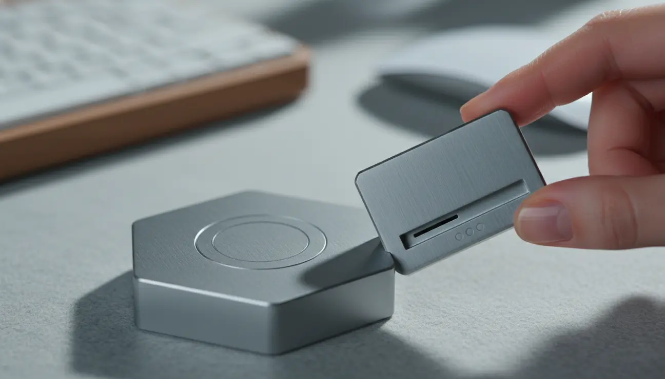 Hand connecting a module to a Zentic Mag-Dock Pro.