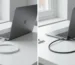 Comparison of standard vs right angle usb c cable.