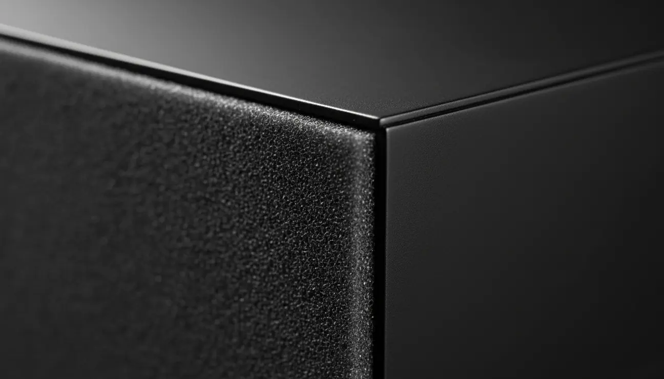 Close-up on noise-dampening panels of a silent PC case.