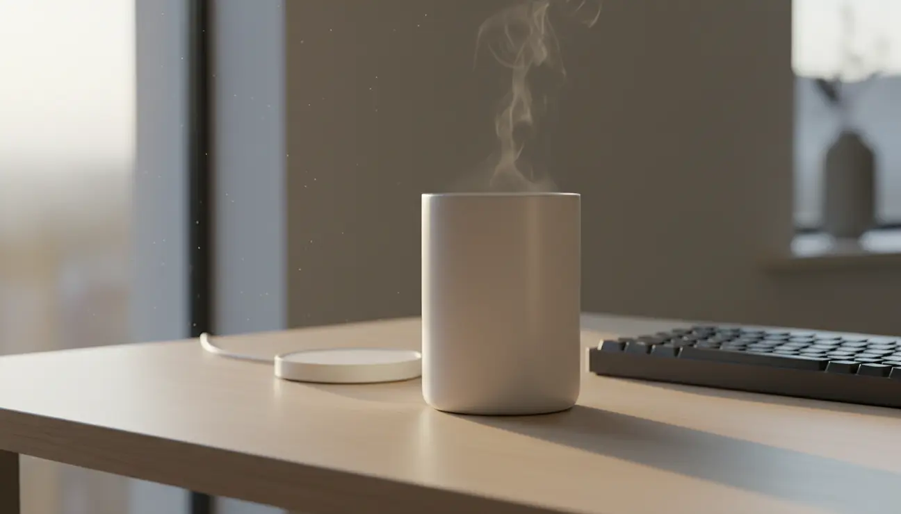 Zentic Tempus smart mug on minimalist desk.