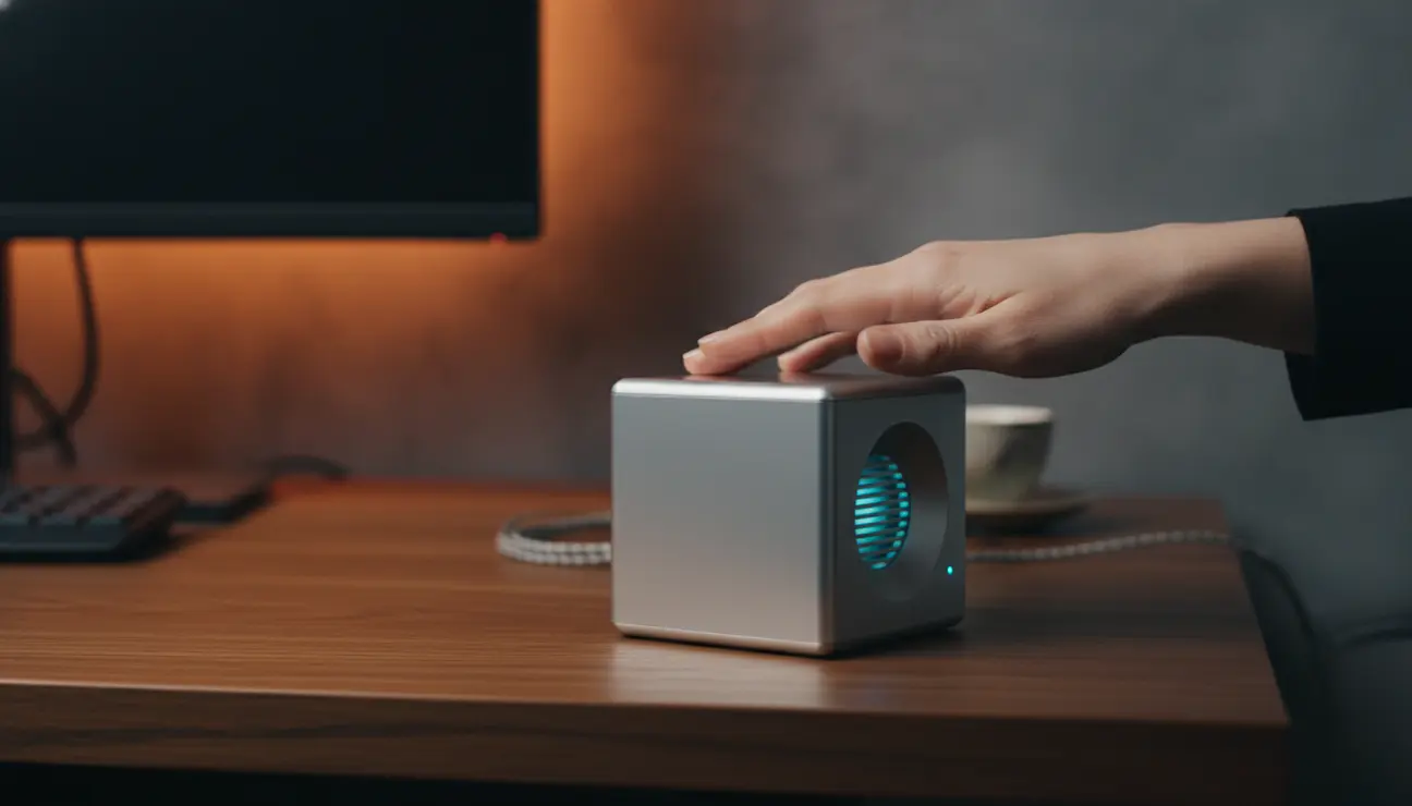 Zentic Aura sound machine for focus on desk.
