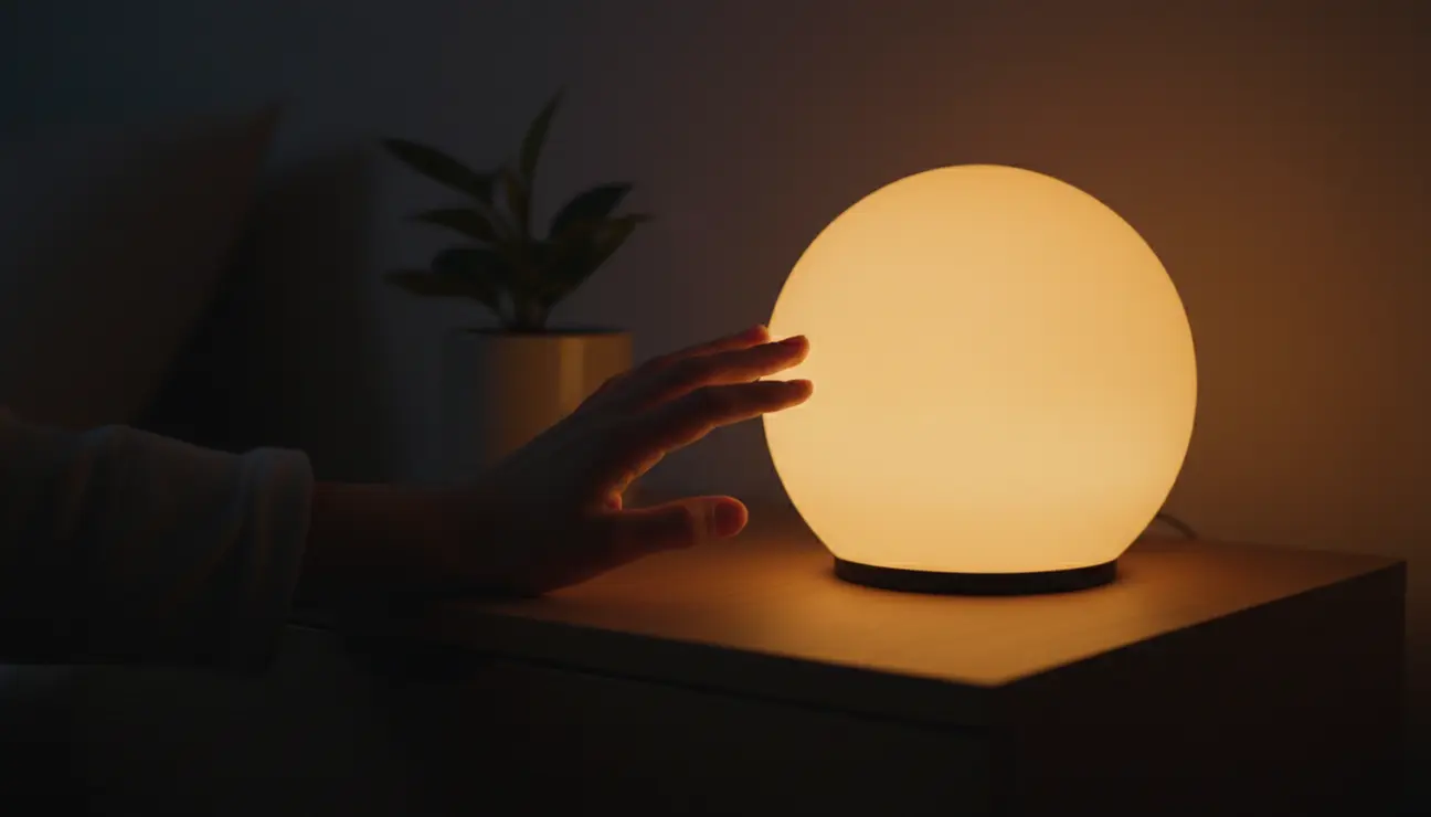 Sunrise simulation lamp on a minimalist bedside table.
