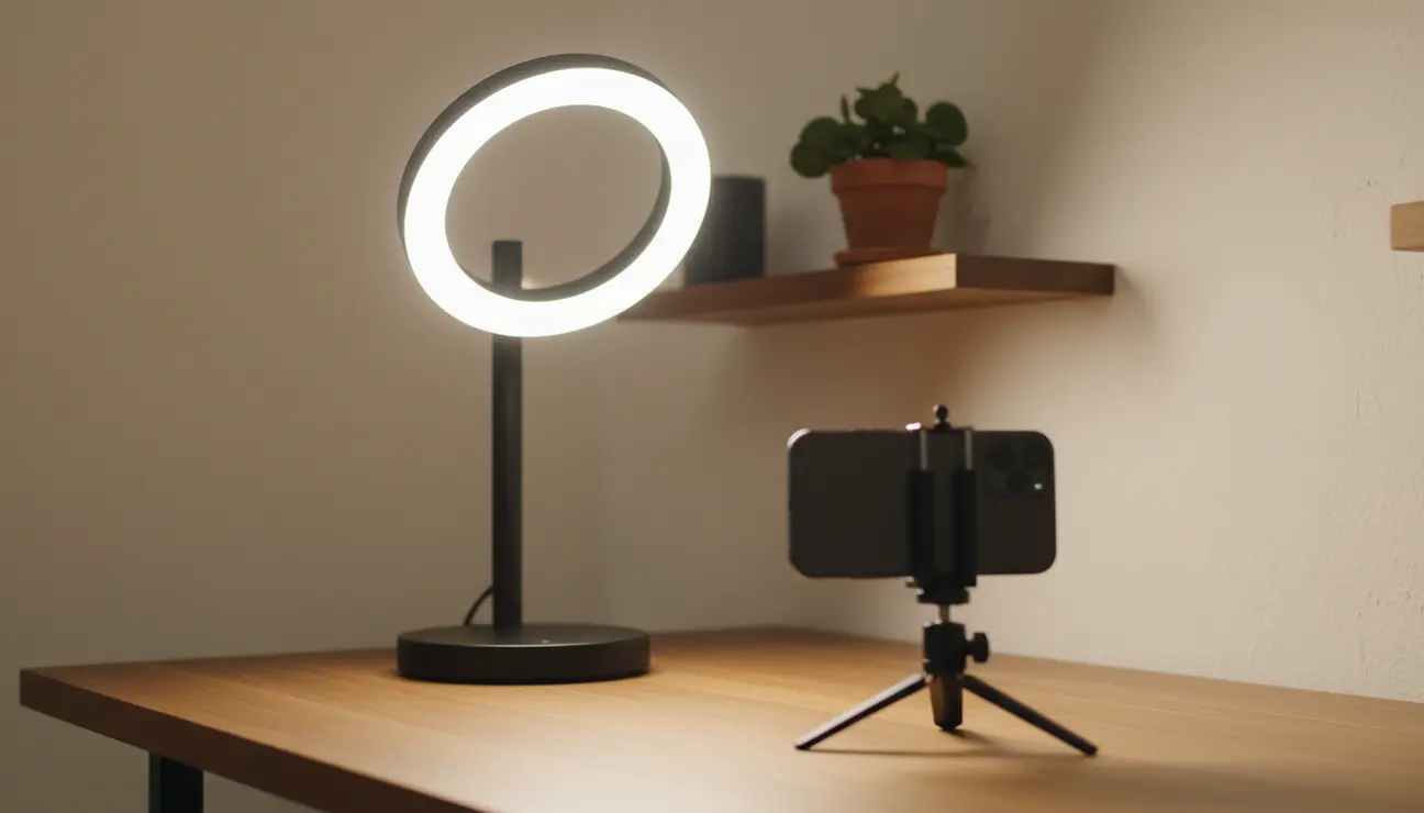 Zentic Halo Lamp on a content creator's desk.