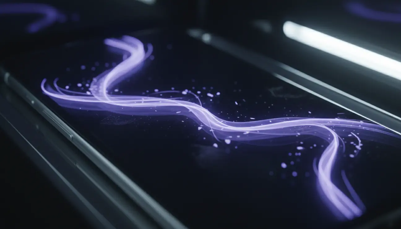 Microscopic view of UV-C light sanitizing phone.