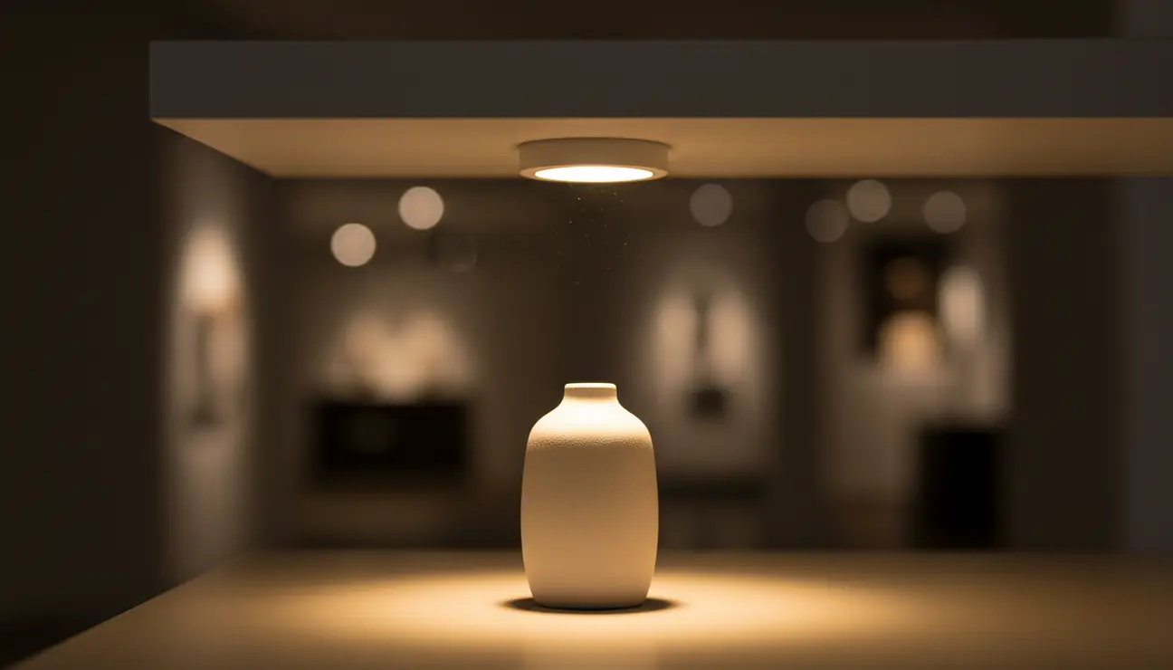 Zentic AuraBar providing neutral wireless shelf lighting.